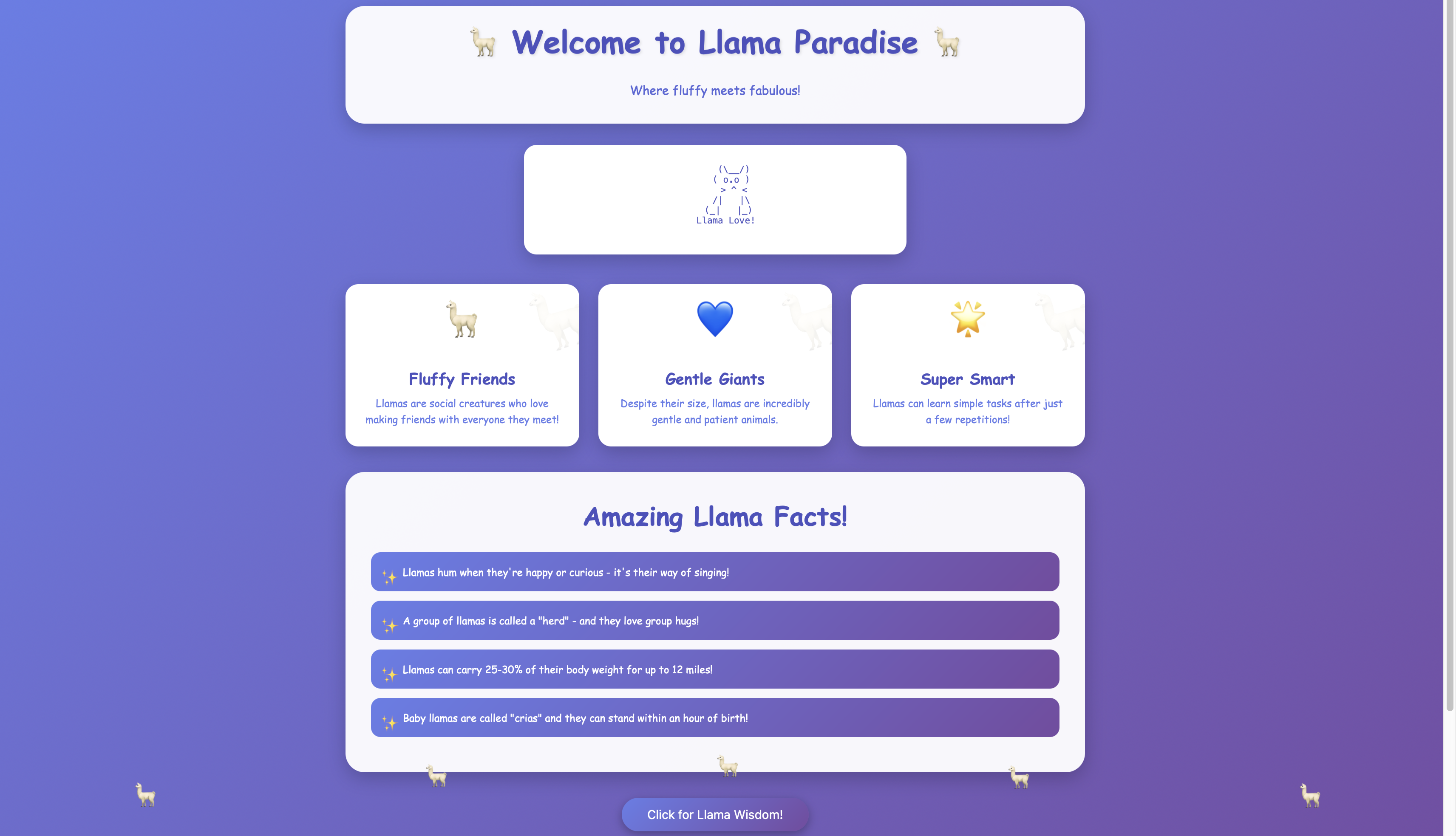 Llama Paradise HTML