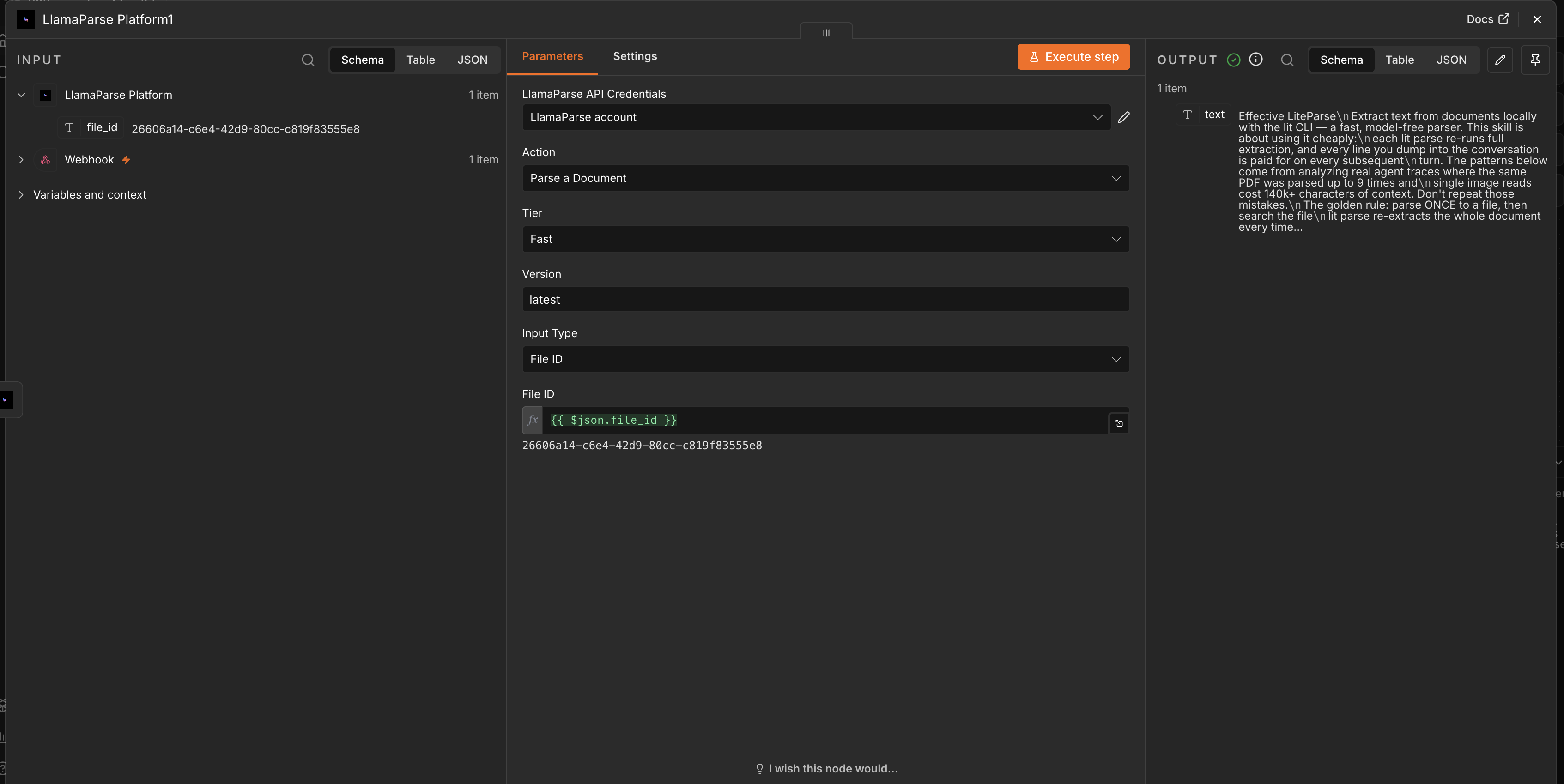 n8n parse action