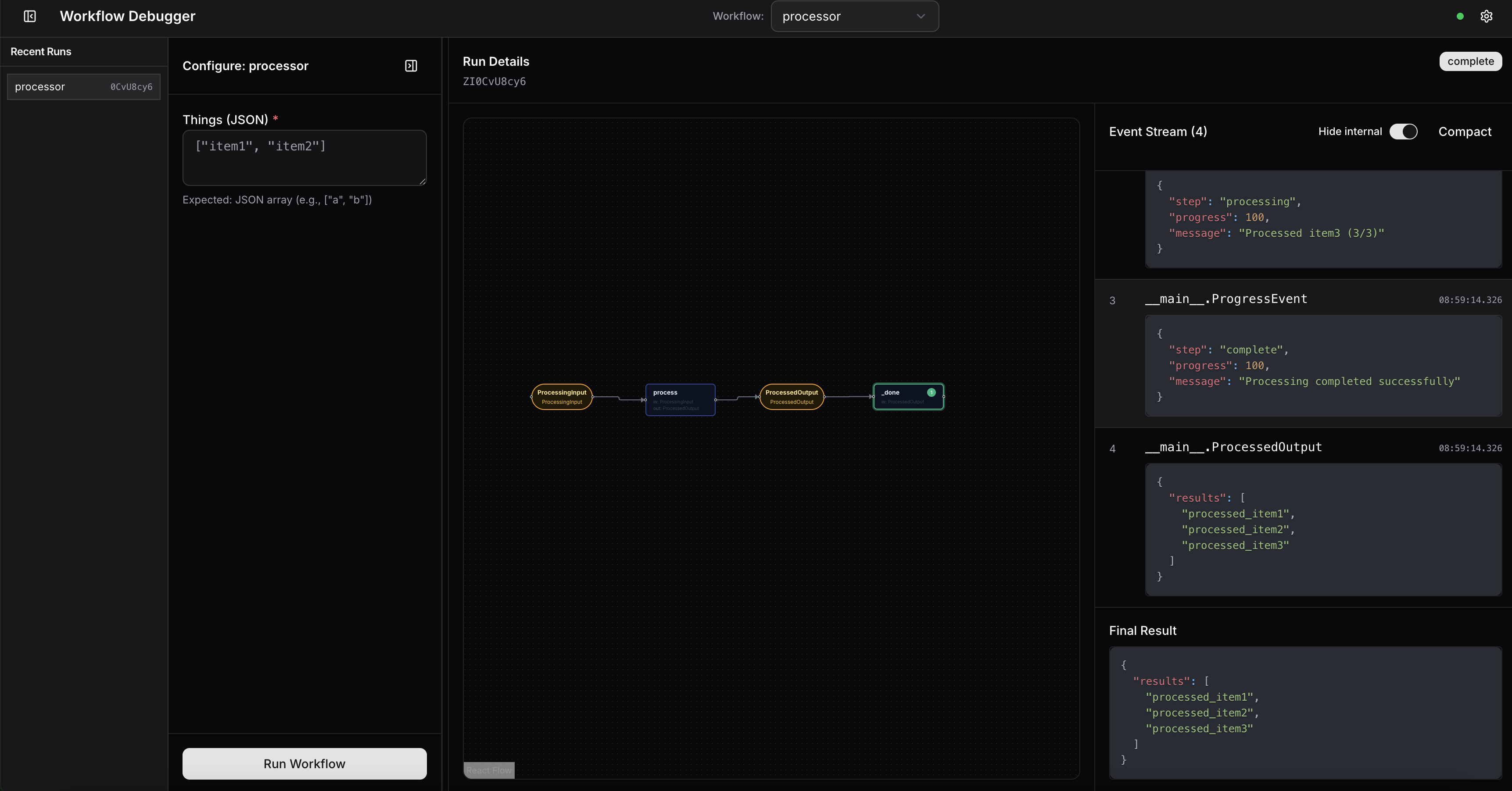 workflow debugger