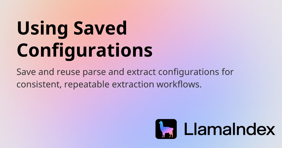 Using Saved Configurations | Developer Documentation